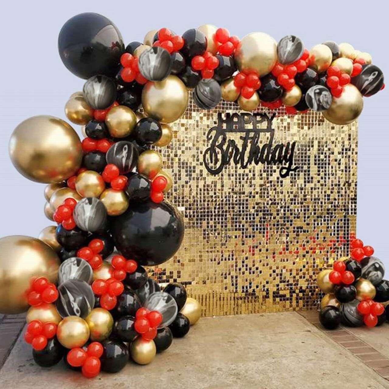 Red Black Gold Balloon Garland Arch Kit, 149Pcs Chrome Metallic Gold Marble Agate Black Balloons for Birthday Party Decorations Baby & Bridal Shower Wedding Graduation Party Supplies